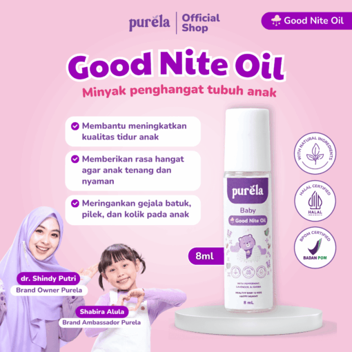 Purela Goodnite Oil 8ml - Memberikan Kehangatan dan Kenyamanan untuk Si Kecil - Natural Organic