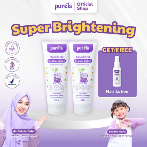 Super Brightening (FREE Hair Lotion 60 ml)- 2 Nourishing Baby Lotion 185 gram, hair lotion 60 ml