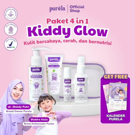 (FREE Kalender) Purela Kiddy Glow Skincare 4in1 - No SLS & Paraben, Tanpa Pewangi, Tanpa Alkohol, PH